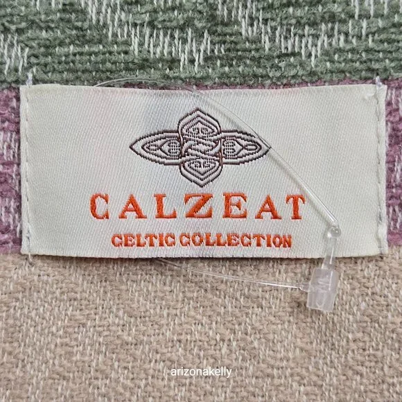 NEW Calzeat Celtic Knot Scarf Green & Purple - Picture 2 of 11